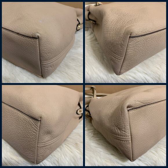 MICHAEL KORS Spacious Large BISQUE Beige Pebbled Leather LENOX Shoulder Tote - Picture 9 of 16